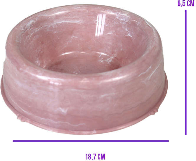 Comedouro de Plático Pet Injet Patinha Mármore Rose - 600 mL