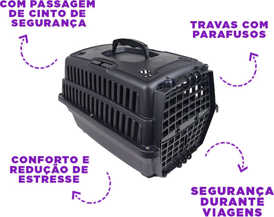 Caixa de Transporte Pet Injet Love Travel Black - Tam. 1