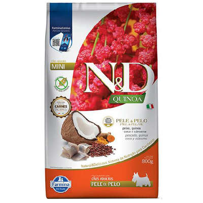 Ração Seca Farmina N&D Quinoa para Pele e Pelo par Cães Adultos de Porte Mini