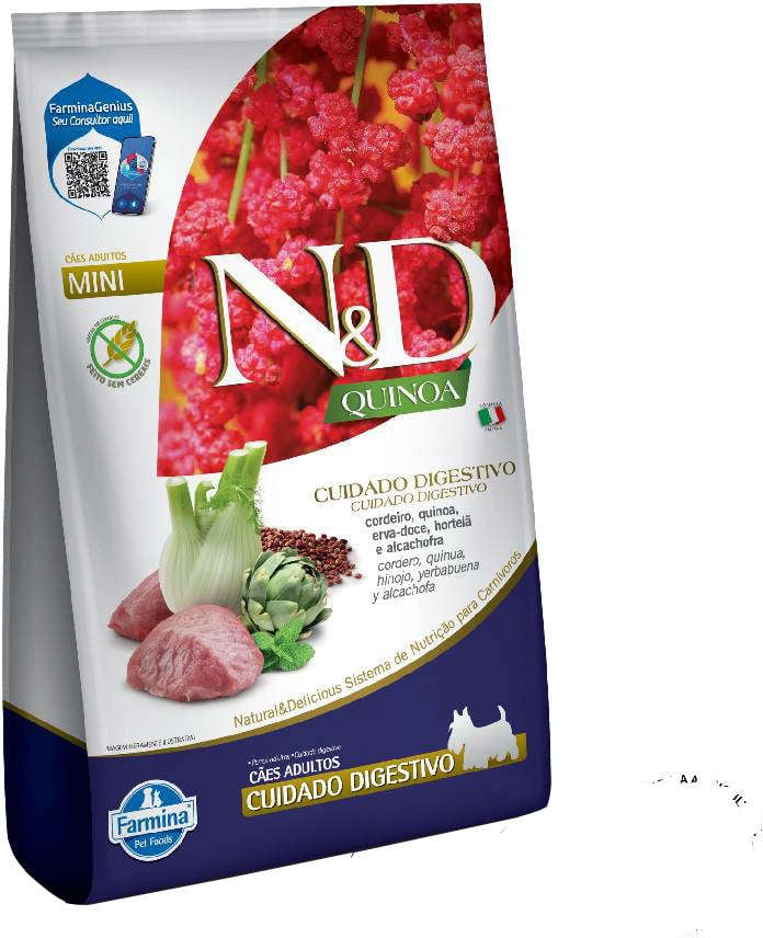 Ração Seca Farmina N&D Quinoa Digestion Cordeiro para Cães Adultos de Porte Mini - 2,5Kg