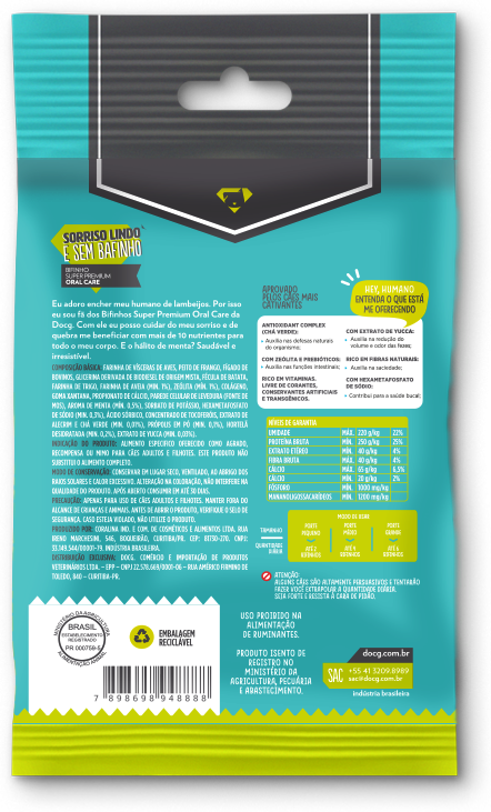 Bifinho docg. para Cães Adultos Sabor Carne e Menta - 60g