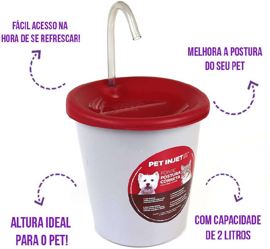 Fonte Pet Injet Postura Correta Vermelha - Tam. Único