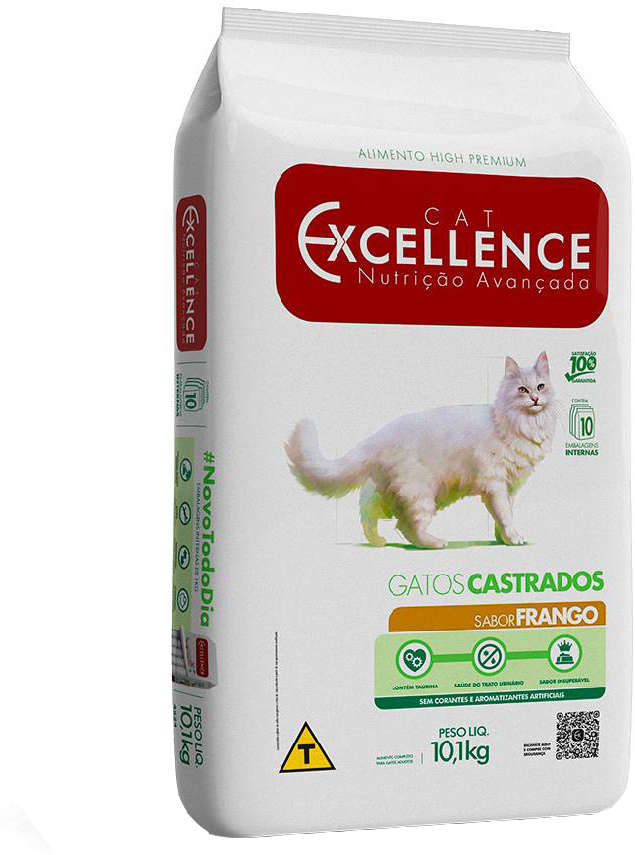 Ração Seca Cat Excellence Frango para Gatos Adultos Castrados - 10,1Kg