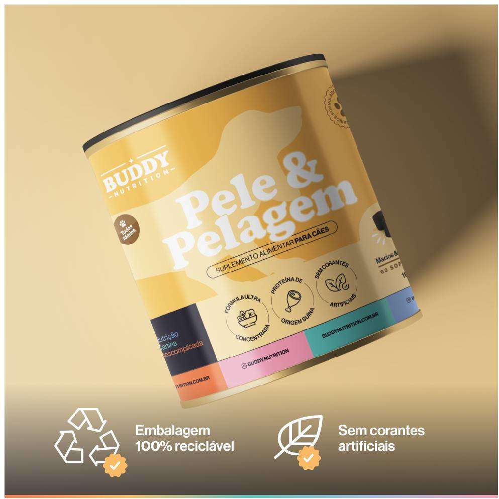 Suplemento Alimentar Buddy Nutrition Pele & Pelagem para Cães - 168 g