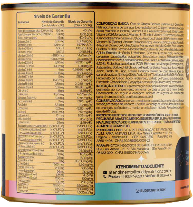 Suplemento Alimentar Buddy Nutrition Pele & Pelagem para Cães - 168 g