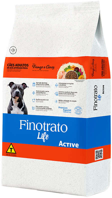 Ração Seca Finotrato Life Active Frango e Arroz para Cães Adultos - 15Kg