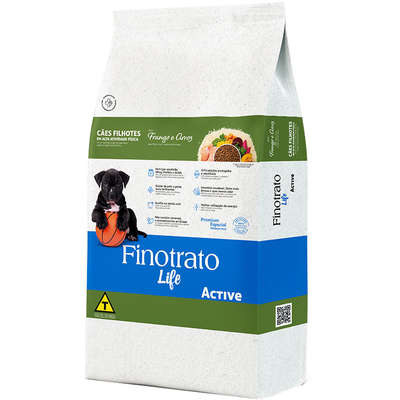 Ração Seca Finotrato Life Active Frango e Arroz para Cães Filhotes”