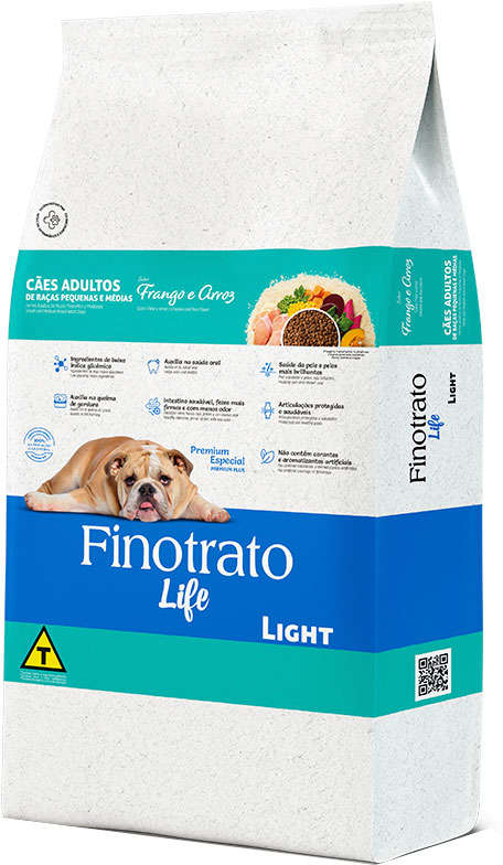 Ração Seca Finotrato Life Light Frango e Arroz para Cães Adultos Raças Pequenas e Médias - 10,1Kg