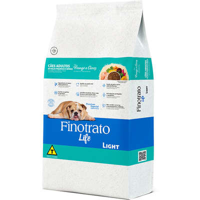 Ração Seca Finotrato Life Light Frango e Arroz para Cães Adultos Raças Pequenas e Médias
