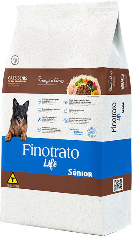Ração Seca Finotrato Life Sênior Frango e Arroz para Cães Senis Raças Grandes - 15Kg