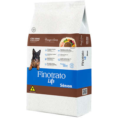 Ração Seca Finotrato Life Sênior Frango e Arroz para Cães Senis Raças Grandes”