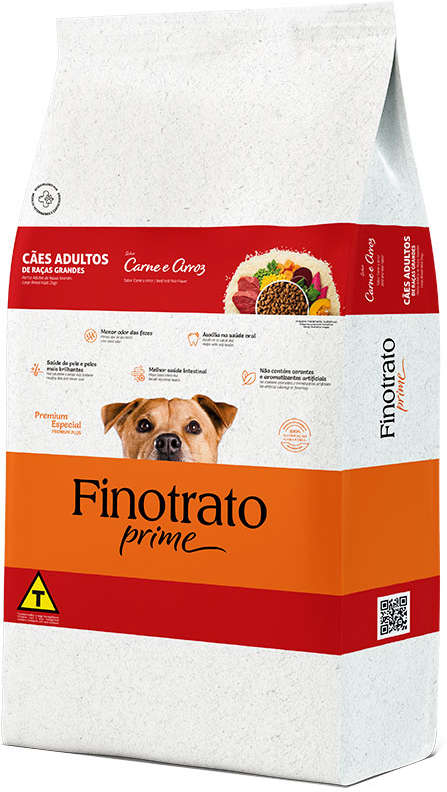 Ração Seca Finotrato Prime Carne e Arroz para Cães Adultos Raças Grandes - 20Kg