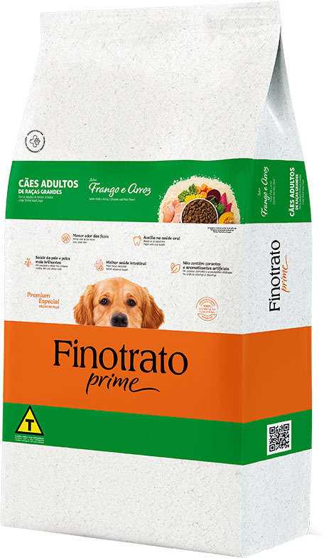 Ração Seca Finotrato Prime Frango e Arroz para Cães Adultos Raças Grandes - 15Kg