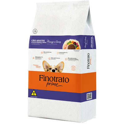 Ração Seca Finotrato Prime Frango e Arroz para Cães Adultos Raças Pequenas e Médias