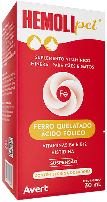 Suplemento Mineral Avert Hemolipet Suspensão para Cães e Gatos - 30 mL