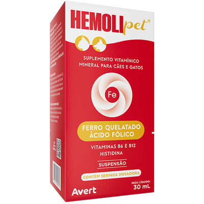 Suplemento Mineral Avert Hemolipet Suspensão para Cães e Gatos”