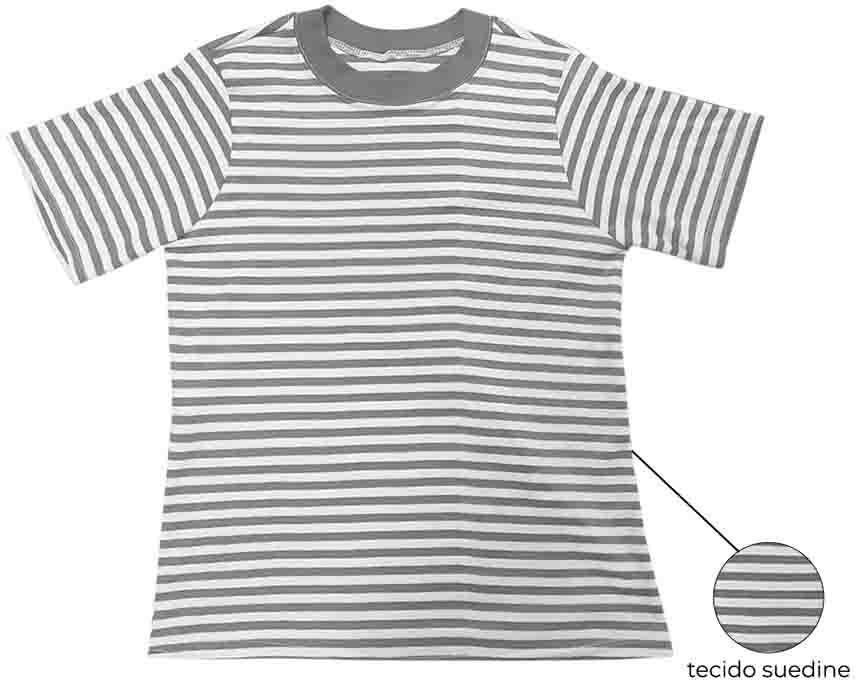 Camiseta Fábrica Pet Listrada Tal Mãe Tal Pet Cinza - Tam. P