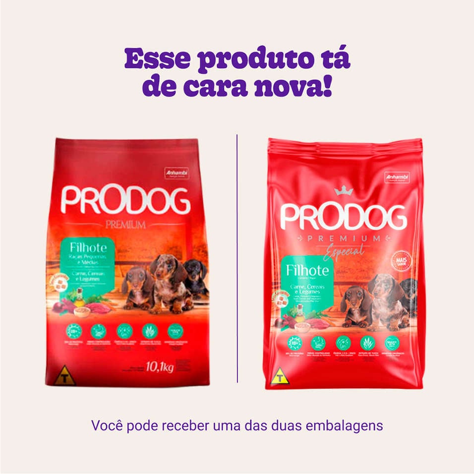 Ração Seca Prodog Carne, Cereais e Legumes para Cães Filhotes Raças Pequenas e Médias - 10,1Kg