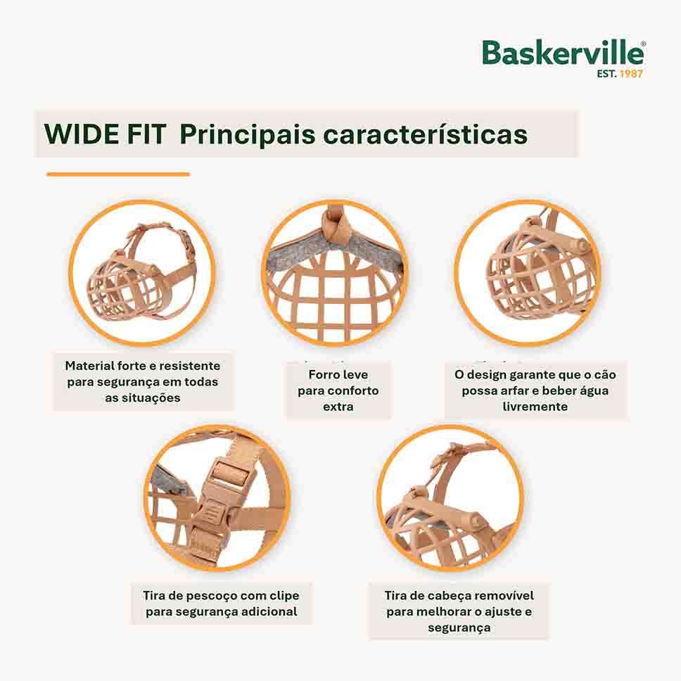 Focinheira Wide fit Baskerville Ajuste Largo para Cães - Tam. 02