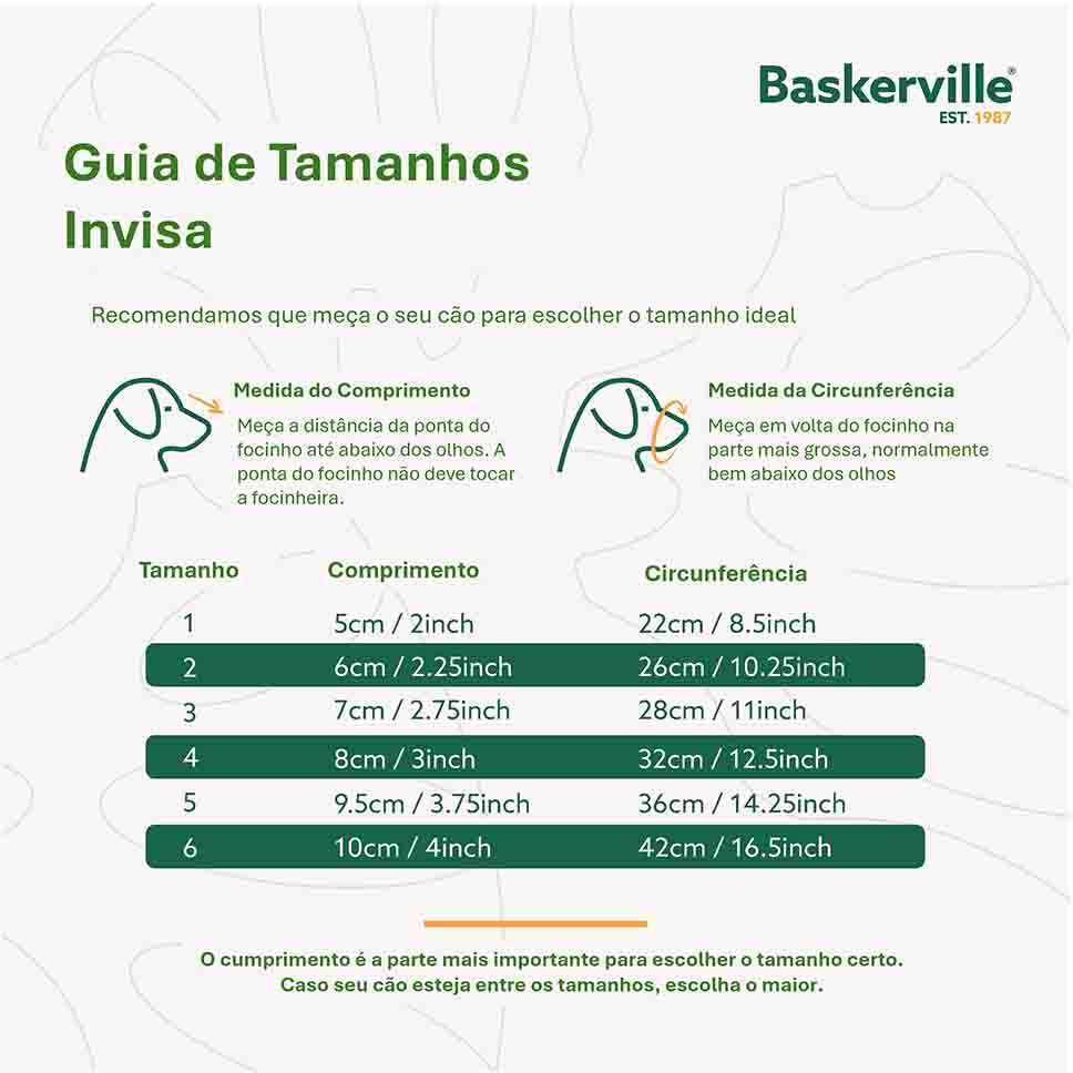 Focinheira Invisa Baskerville Invisa para Cães - Tam. G