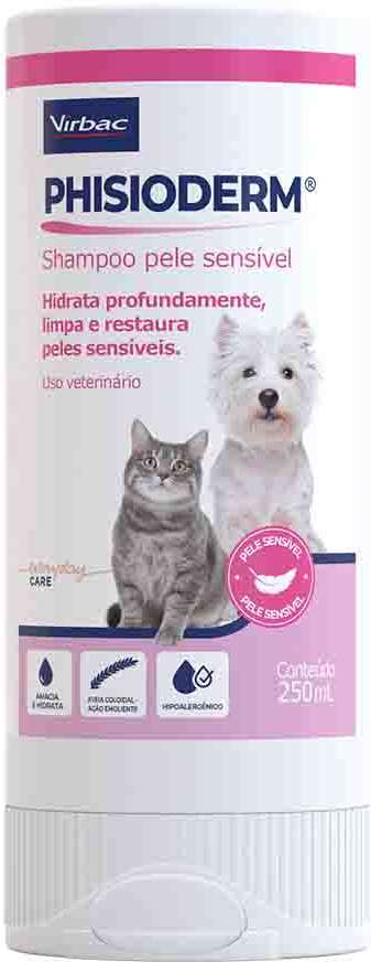 Shampoo Virbac Phisioderm Pele Sensível para Cães e Gatos - 250 mL