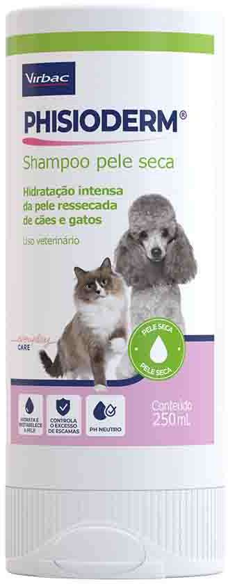 Shampoo Virbac Phisioderm Pele Seca para Cães e Gatos - 250 mL