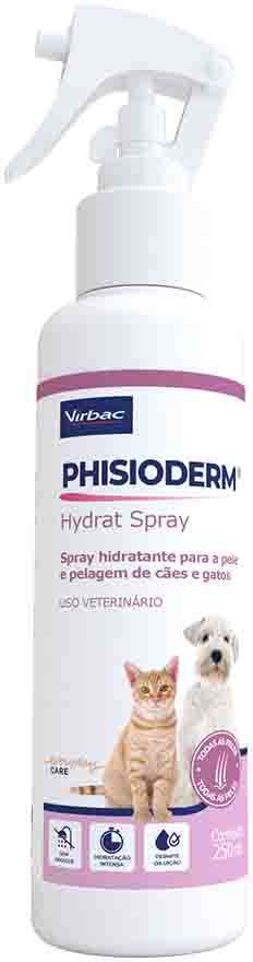 Spray Hidratante Virbac Phisioderm Pele e Pelagem para Cães e Gatos - 250 mL