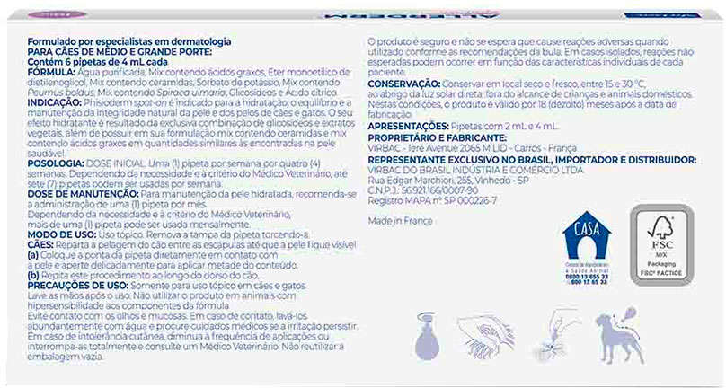 Spot-on Virbac Phisioderm para Cães e Gatos - 2 mL