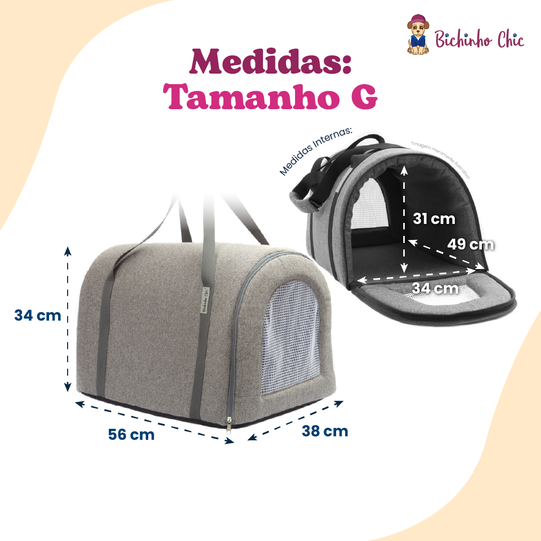 Bolsa Bichinho Chic Veneza Cinza - Tam. G