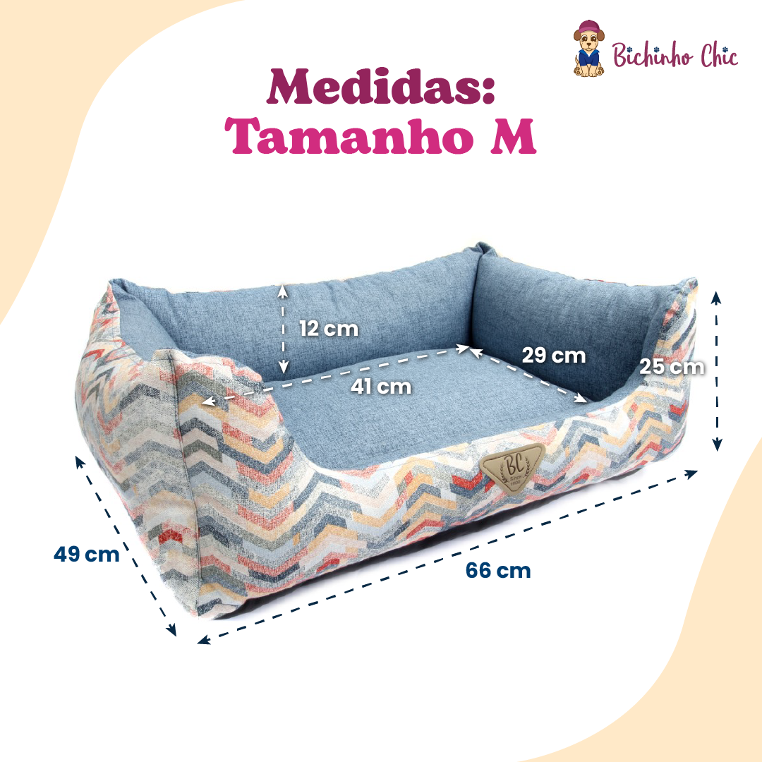 Cama Bichinho Chic Dinamarca Luxo Azul - Tam. M