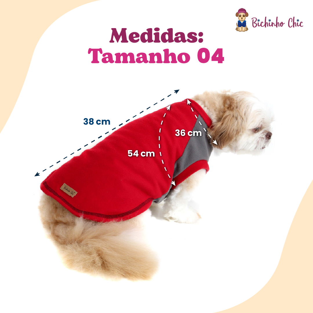 Camiseta Bichinho Chic Básica Vermelha - Tam. 04