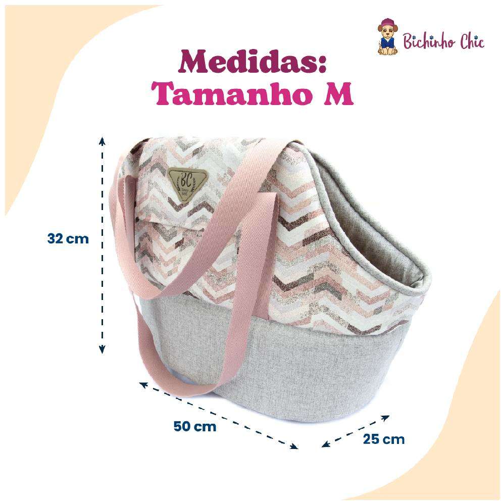Bolsa de Transporte Bichinho Chic Dinamarca Rosa - Tam. M
