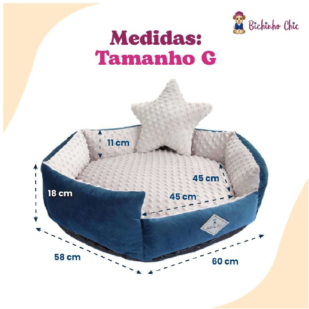Cama Bichinho Chic Bubble Azul - Tam. G