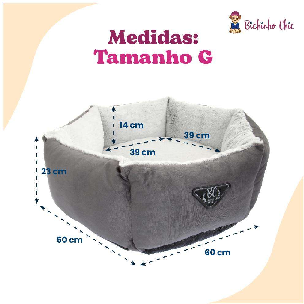 Cama Bichinho Chic Hexa Moscou Cinza - Tam. G