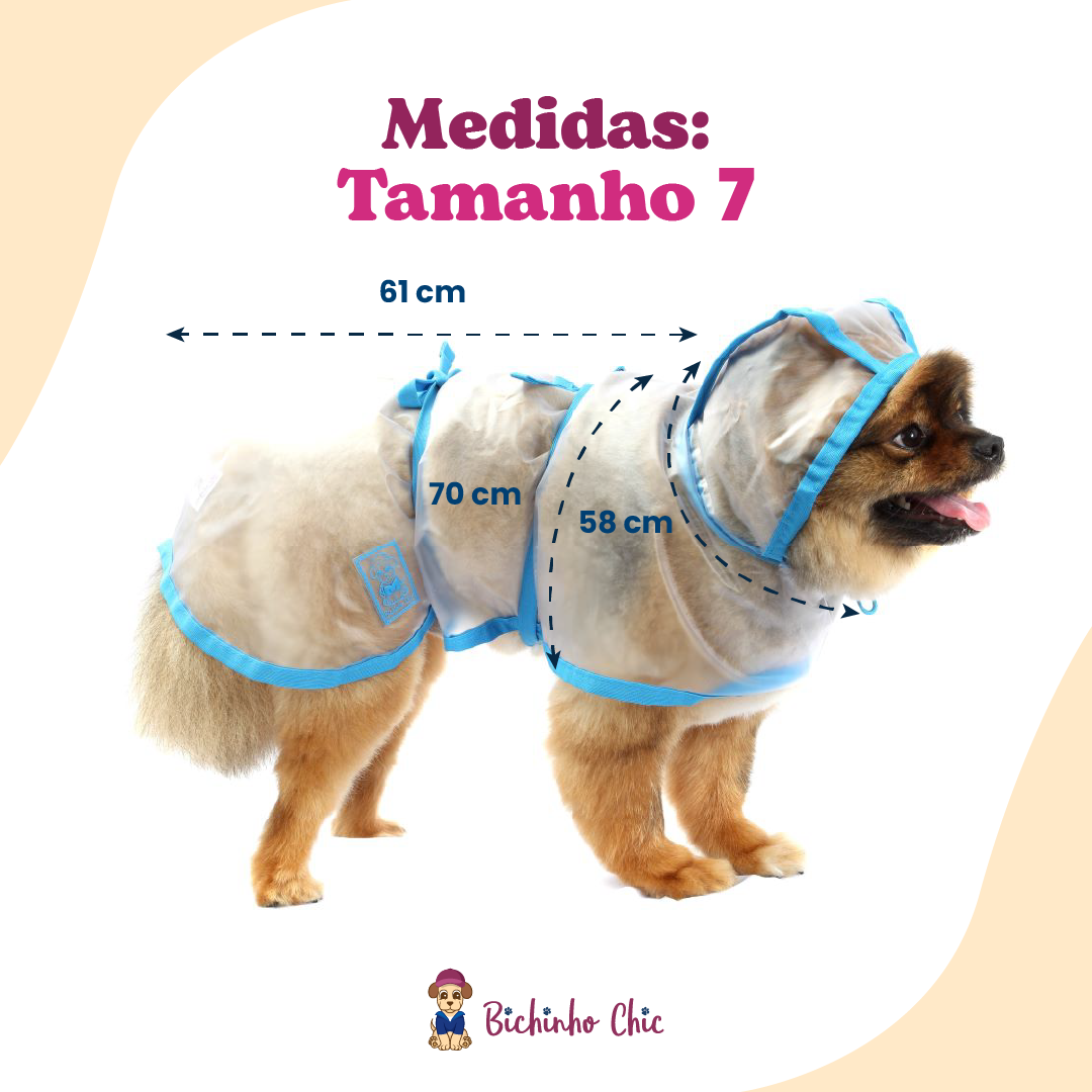 Capa de Chuva Bichinho Chic Azul - Tam. 07