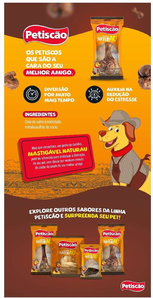 Osso Petiscão Defumado Mini Femur Natural - 1 Unidade