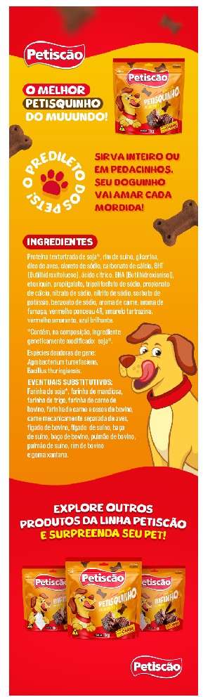 Bifinho Petiscão para Cães Adultos Sabor Carne Ossinho - 1Kg
