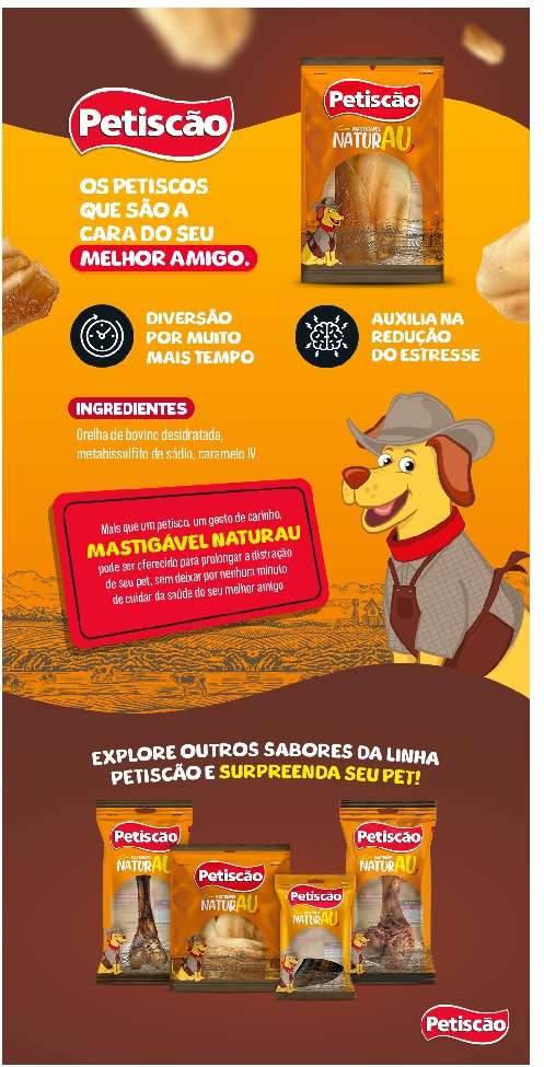 Orelha Petiscão para Cães Adultos Sabor Bovina - 5 Unidades
