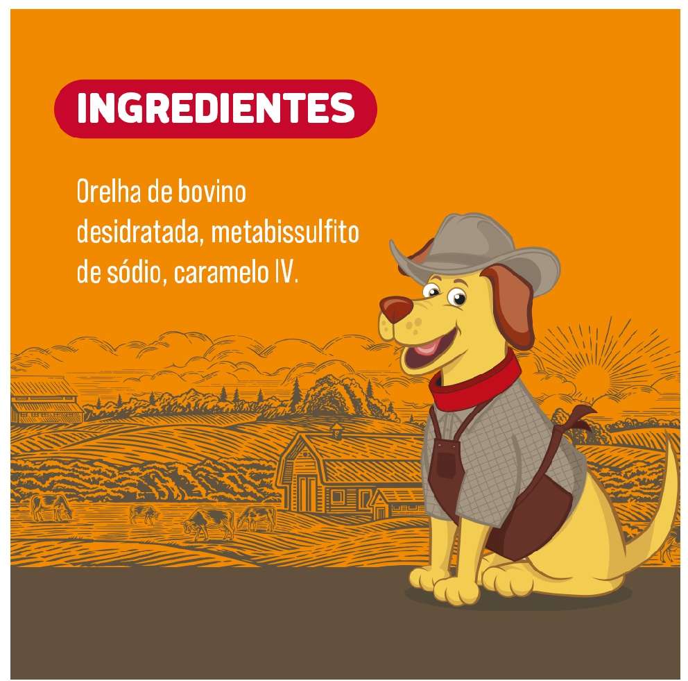 Orelha Petiscão para Cães Adultos Sabor Bovina - 5 Unidades