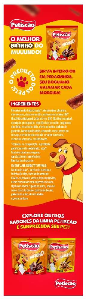 Bifinho Petiscão para Cães Adultos Sabor Carne Fino - 1Kg