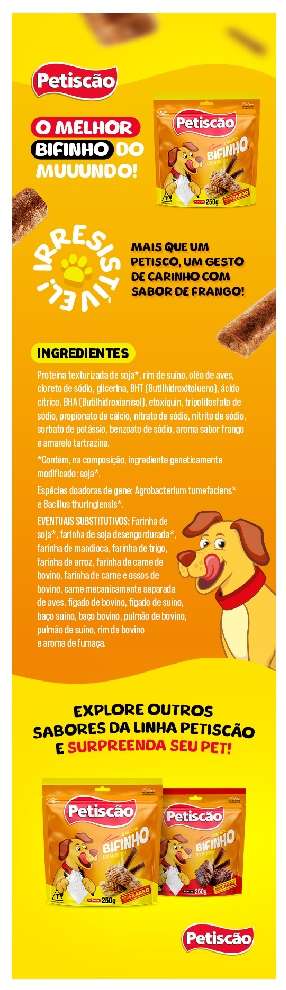 Bifinho Petiscão para Cães Adultos Porte Médio e Grande Sabor Frango - 500g