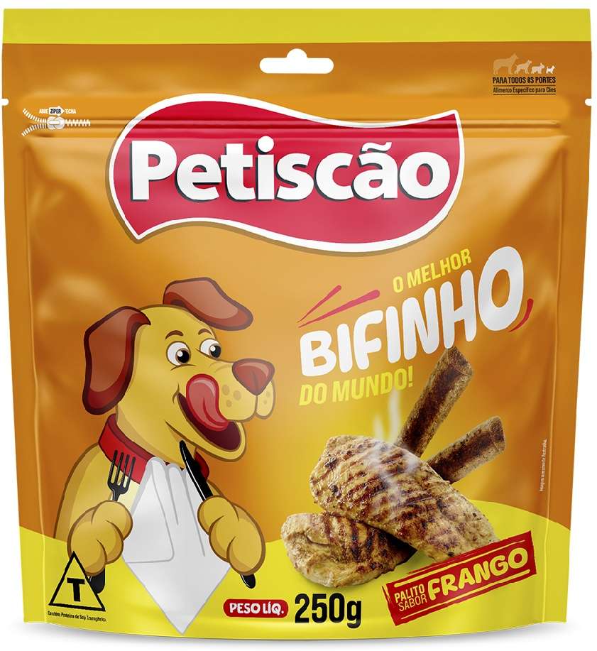 Bifinho Petiscão para Cães Adultos Porte Médio e Grande Sabor Frango - 250g
