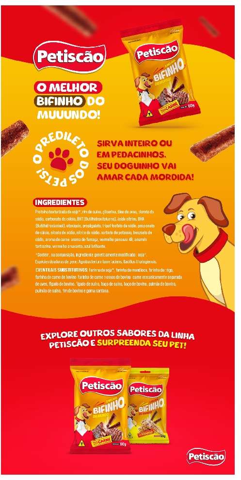 Bifinho Petiscão para Cães Adultos Porte Médio e Grande Sabor Carne - 60g