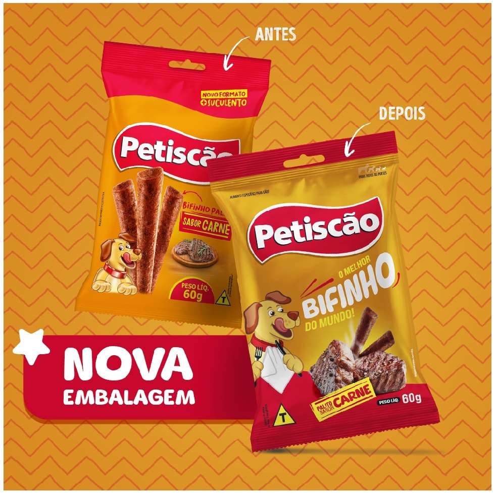 Bifinho Petiscão para Cães Adultos Porte Médio e Grande Sabor Carne - 60g