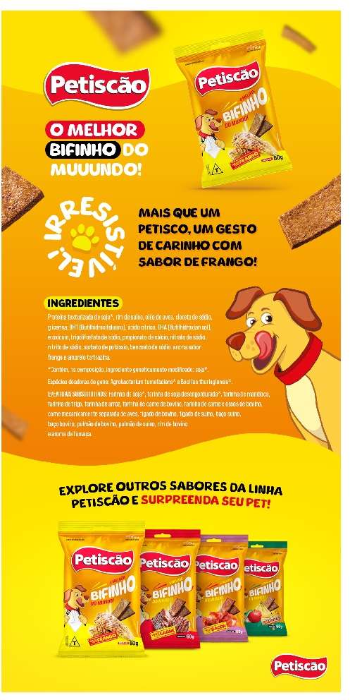 Bifinho Mastigável Petiscão para Cães Adultos Sabor Frango - 500g
