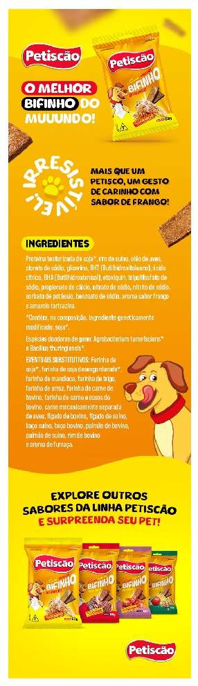 Bifinho Mastigável Petiscão para Cães Adultos Sabor Frango - 500g