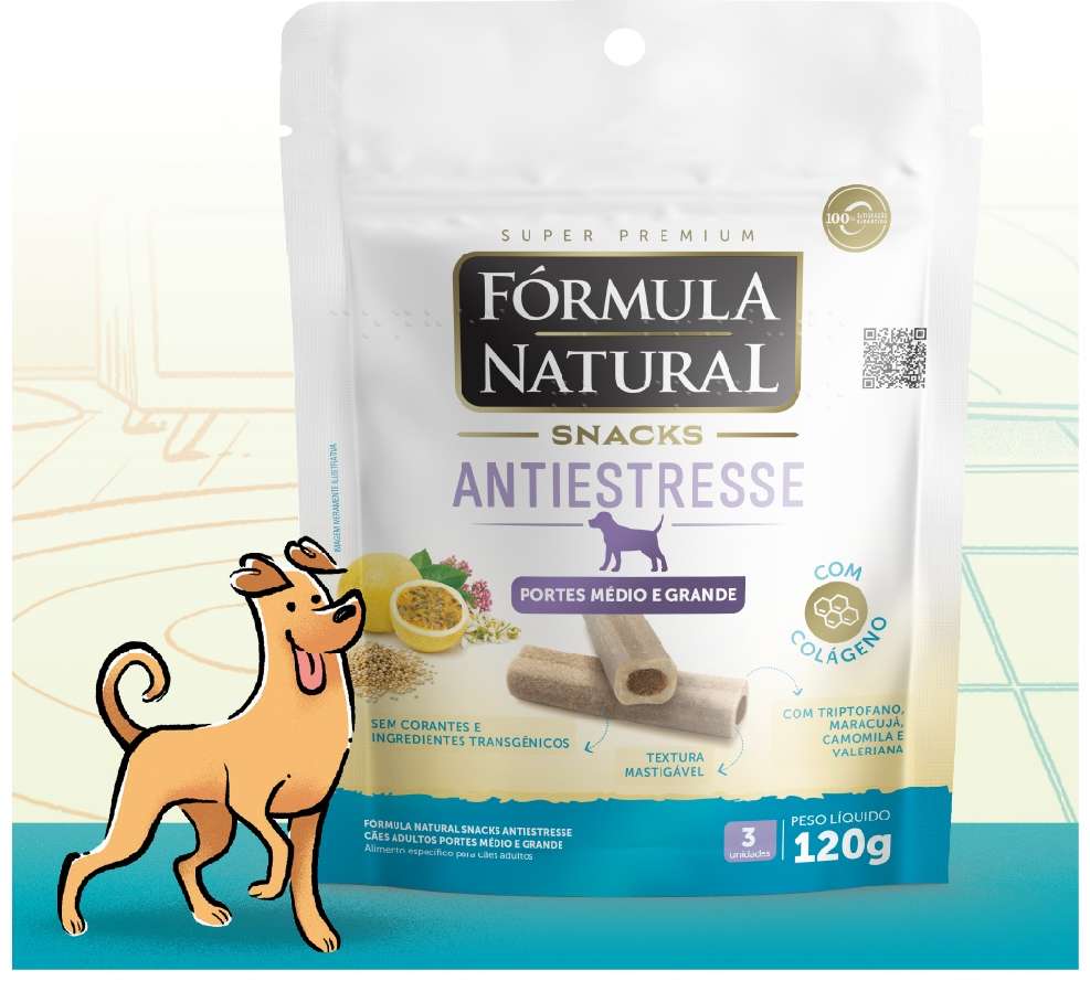 Snack Formula Natural Antiestresse para Cães Porte Médio e Grande - 120 g