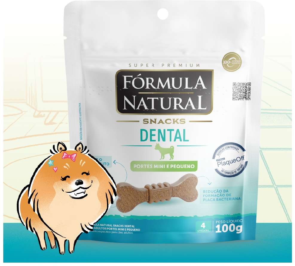 Snack Formula Natural Dental para Cães Porte Mini e Pequeno - 100 g
