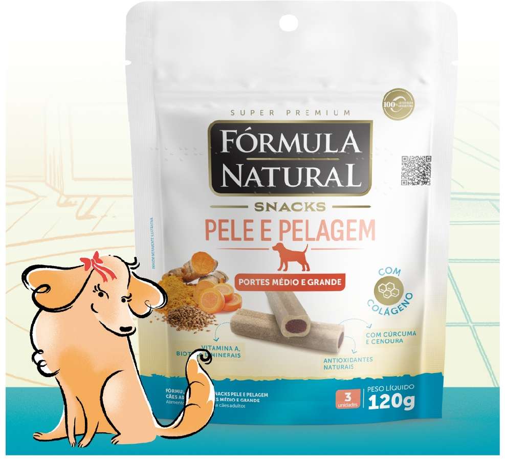 Snack Formula Natural Pele e Pelagem para Cães Porte Médio e Grande - 120 g