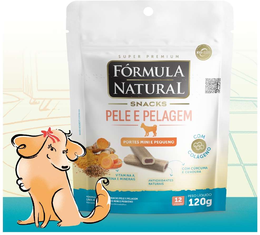 Snack Formula Natural Pele e Pelagem para Cães Porte Mini e Pequeno - 120 g